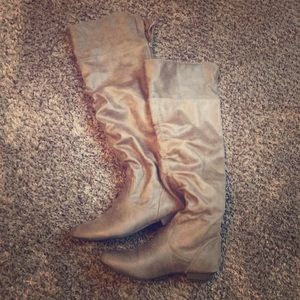 Taupe Over the Knee Boots